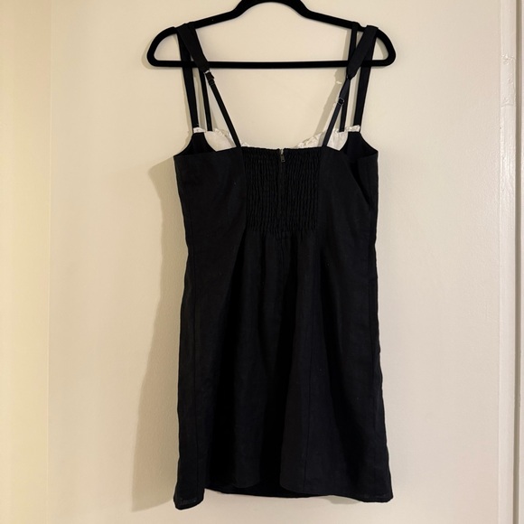 Reformation Lovella Linen Black and White Trim Mini Dress - Picture 5 of 10